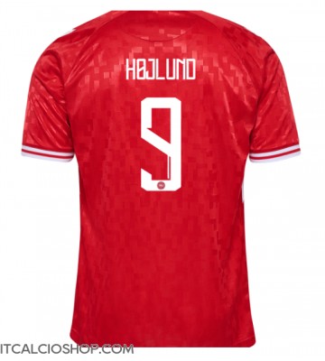 Danimarca Rasmus Hojlund #9 Prima Maglia Europei 2024 Manica Corta
